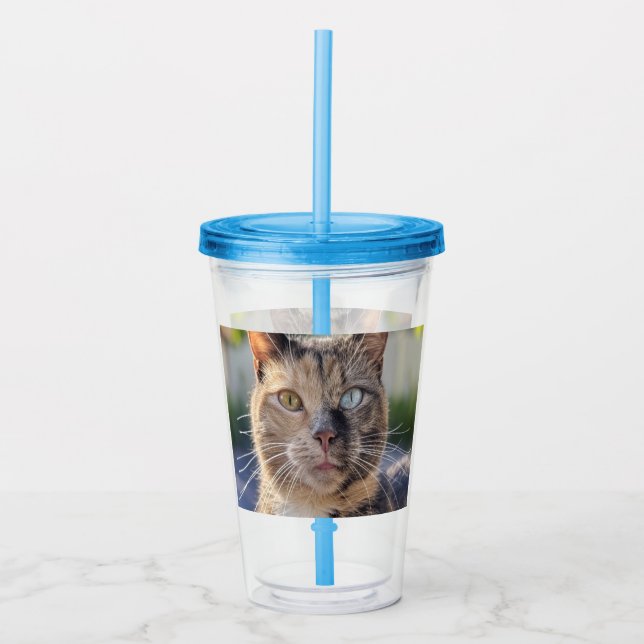 Vaso Acrílico Añadir Personalizar de fotos de gato (Anverso)