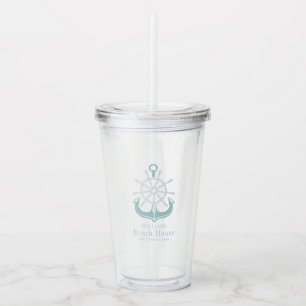 Vaso Acrílico Anclaje de nombre familiar Verde azulado de Beach