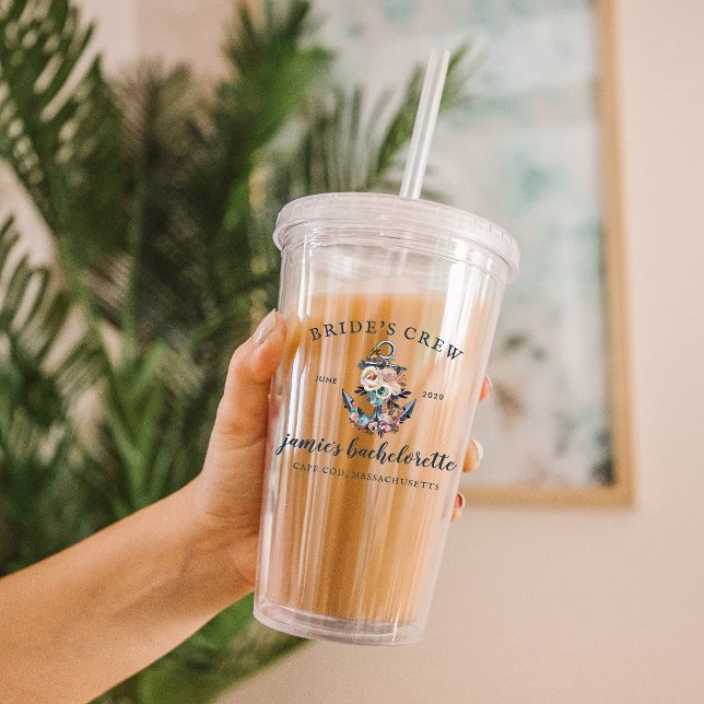 Vaso Acrílico Anclaje floral nautico | Monograma Bachelorette (Subido por el creador)