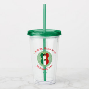 Vaso Acrílico Ángel Mexicano Cinco de Mayo Personalizado