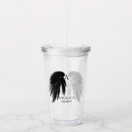 Vaso Acrílico ANGEL WINGS Monograma 'Sólo mitad del mal' Gracios