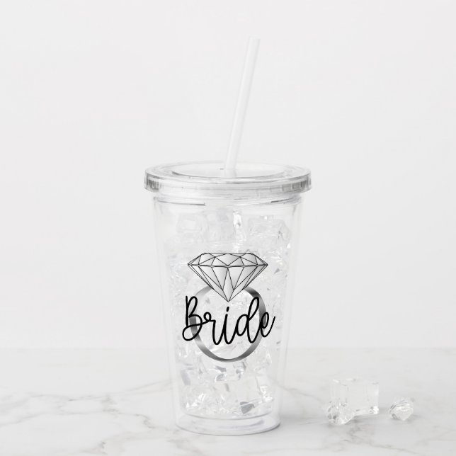 Vaso Acrílico Anillo de Compromiso de Diamante para Novia Platea (Reverso (hielo))