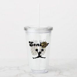 Vaso Acrílico Animadora Senior de Doble Cara Negra y Dorada