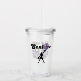 Vaso Acrílico Animadora Senior de Doble Cara Purpura y Blanca