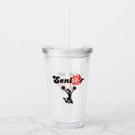 Vaso Acrílico Animadora Senior de Doble Cara Roja y Blanca