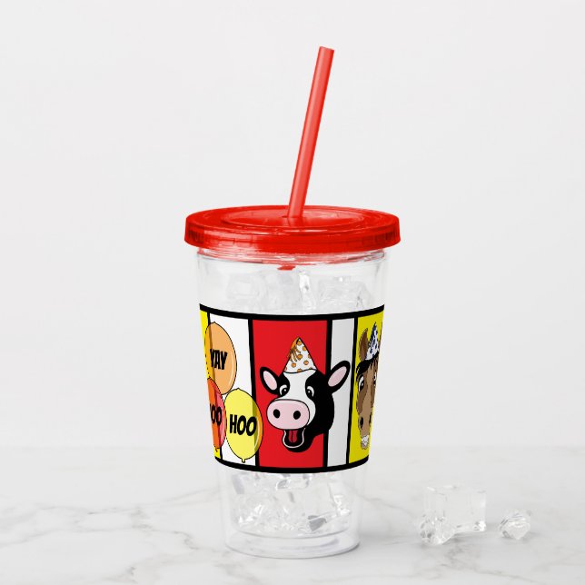 Vaso Acrílico Animales de Barnyard fiestas (Reverso (hielo))