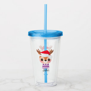 Vaso Acrílico Animales de invierno de Navidades de renos malcria