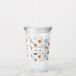 Vaso Acrílico Animales de la fauna silvestre del bosque de invie