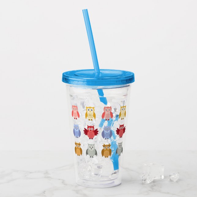 Vaso Acrílico Animales de Woodland nombran lechuzas modernas (Anverso (hielo))
