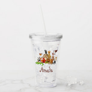 Vaso Acrílico Animales del niño personalizado