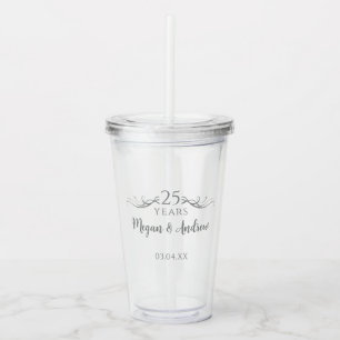 Vaso Acrílico Aniversario de Bodas Personalizado Elegante 25