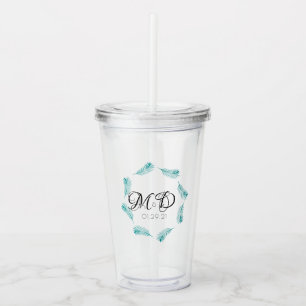 Vaso Acrílico Aniversario del logotipo del Boda de la hoja de pa