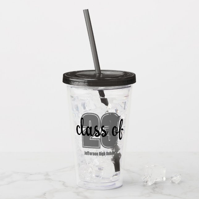 Vaso Acrílico Año de graduación personalizado y tumbler acrílico (Anverso (hielo))