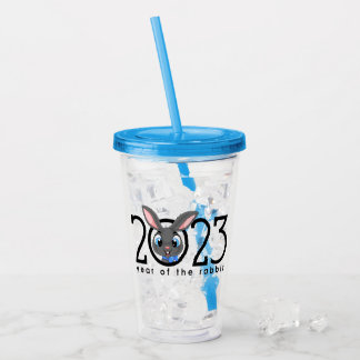 Vaso Acrílico Año Nuevo Chino Conejo de Dibujos Animados