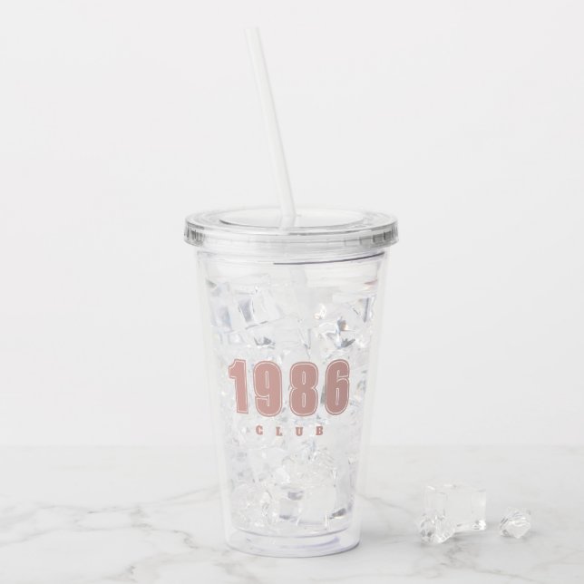 Vaso Acrílico Año personalizado - Club 1986 - rosa de moda (Anverso (hielo))