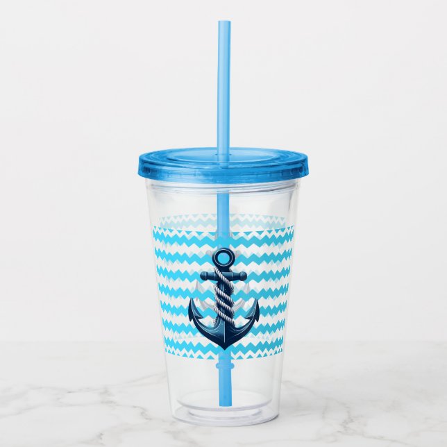 Vaso Acrílico Anuncio azul con olas azules (Anverso)