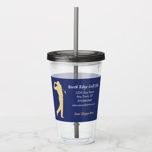 Vaso Acrílico Anuncio del club de golf Blue Gold (Anverso)