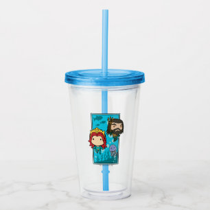 Vaso Acrílico Aquaman el   Chibi Mera y gráfico submarino de