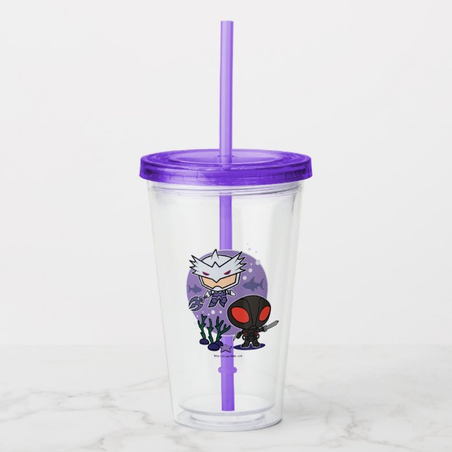 Vaso Acrílico Aquaman el | Chibi Orm y gráfico submarino del (Anverso)