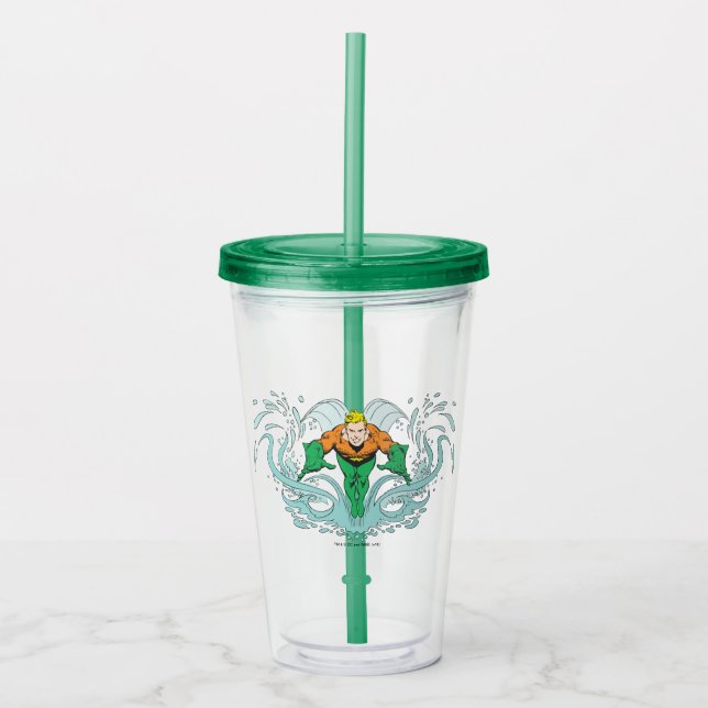 Vaso Acrílico Aquaman Lunging Forward (Anverso)