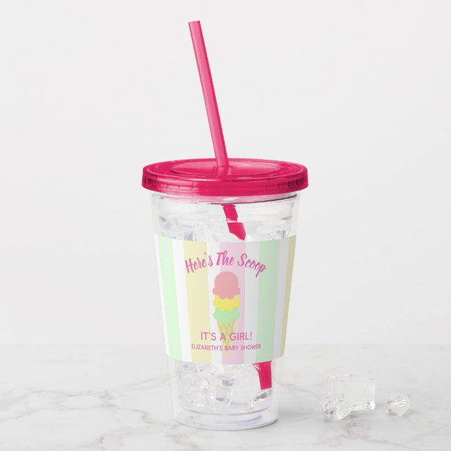 Vaso Acrílico Aquí está el Baby Shower de verano de Scoop Ice Cr (Anverso (hielo))