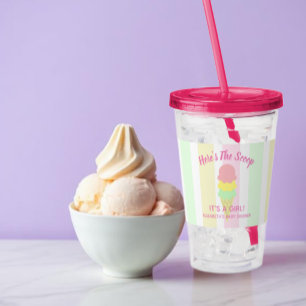 Vaso Acrílico Aquí Está la Cucharada Helado Cumple Verano Shower