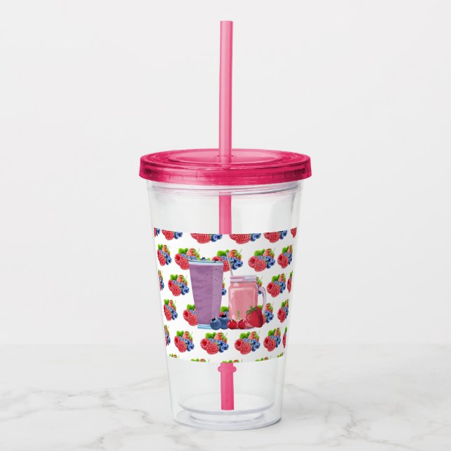 Vaso Acrílico Arándano y fresa Smoothie (Anverso)