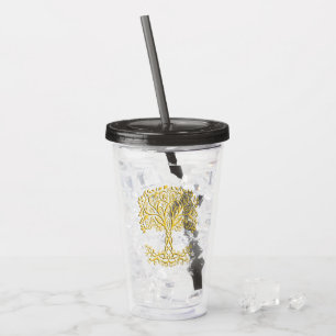 Vaso Acrílico Árbol Celta Amarillo De La Vida