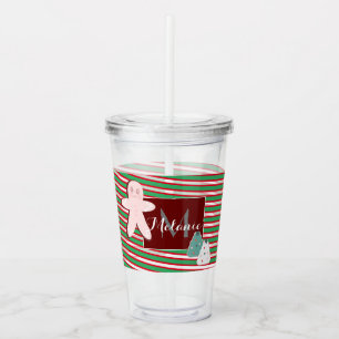 Vaso Acrílico Árbol de Navidad Pan de Jengibre Monograma Nombre