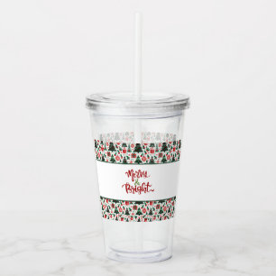Vaso Acrílico árbol de Navidad, regalos, bastón de caramelo