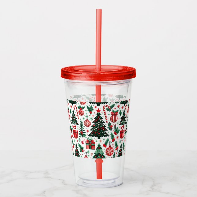 Vaso Acrílico Árbol de Navidad, regalos, caramelos (Anverso)