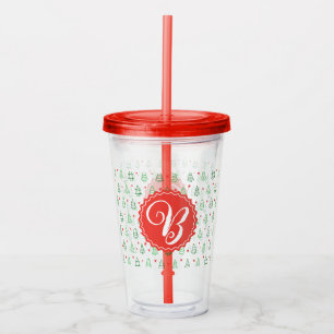 Vaso Acrílico árbol de Navidad rojo y verde