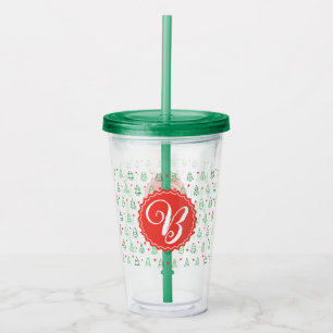 Vaso Acrílico Árbol de Navidad rojo y verde