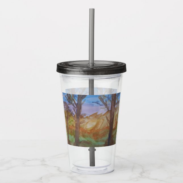 Vaso Acrílico Árboles del atardecer (Anverso)