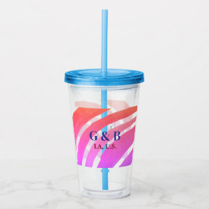 Vaso Acrílico Arcoiris amarillo rosa añaden nombre de pareja ciu