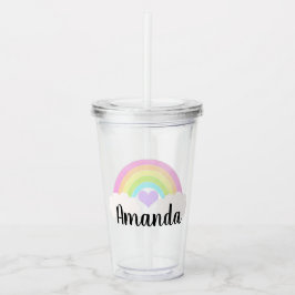 Vaso Acrílico Arcoiris color pastel personalizado