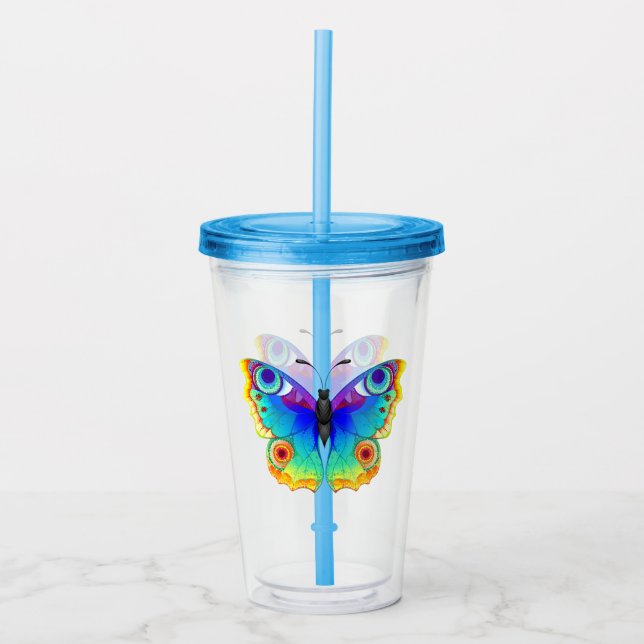 Vaso Acrílico Arcoiris mariposa Peacock Eye (Anverso)