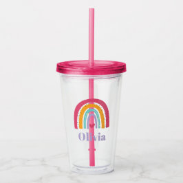 Vaso Acrílico Arcoiris y corazón personalizado