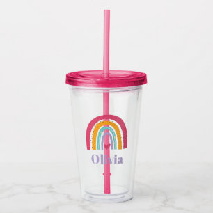 Vaso Acrílico Arcoiris y corazón personalizado