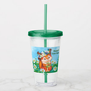 Vaso Acrílico ardilla linda naranja