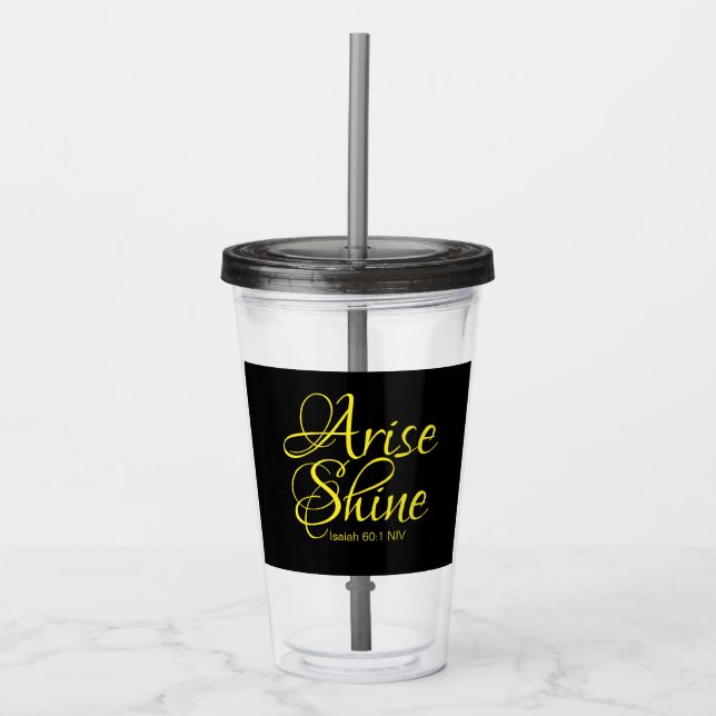 Vaso Acrílico Arise inspiradora y Shine Faith Black (Anverso)