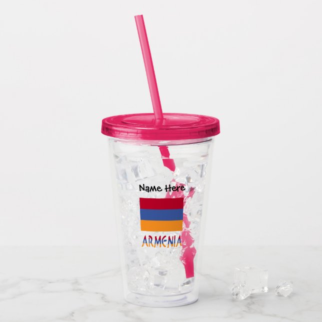 Vaso Acrílico Armenia y la bandera armenia personalizada (Anverso (hielo))