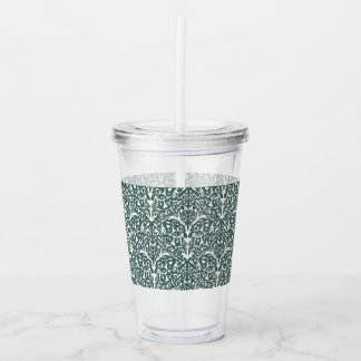 Vaso Acrílico Art Nouveau Inspired Florals Clear Tumbler - Green