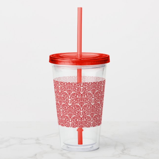 Vaso Acrílico Art Nouveau Inspired Florals Clear Tumbler - Red (Anverso)