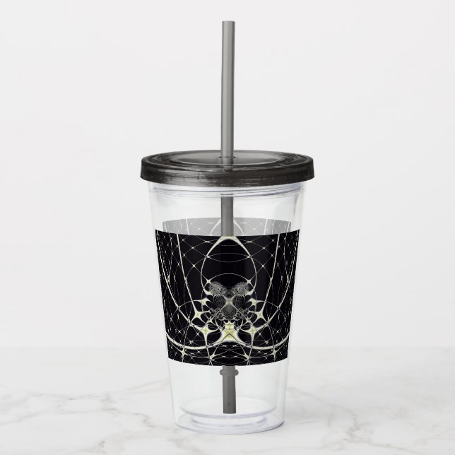 Vaso Acrílico Arte abstracto Telaraña dorada (Anverso)