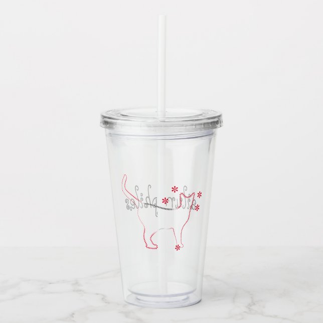 Vaso Acrílico arte de línea de gato (Anverso)