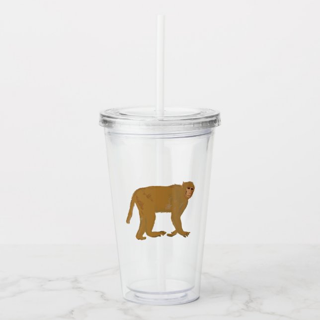 Vaso Acrílico arte de mono babuino (Anverso)