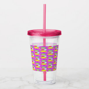 Vaso Acrílico Arte de patrones ovalados en colores mixtos brilla
