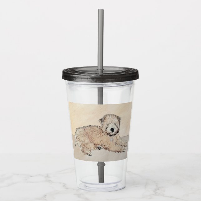 Vaso Acrílico Arte de perros adornado con pintura de porcino de  (Anverso)