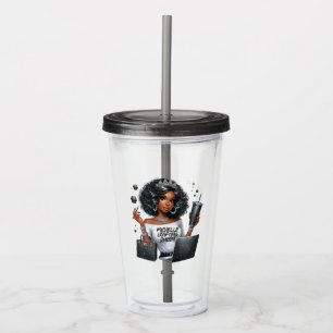 Vaso Acrílico Arte de Reina de la Creación Afroamericana Empoder